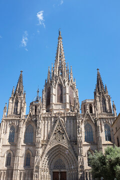 Gothic style church in middle of centrum of Barcelona 