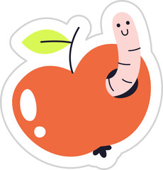 Apple With Worm School Sticker