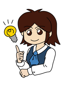 recommend clip art: 閃き笑顔のボブカットOLさん　カラー（Affinity Designer版）
                    