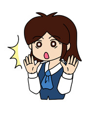 目を丸くして驚くボブカットOLさん　カラー（Affinity Designer版）
