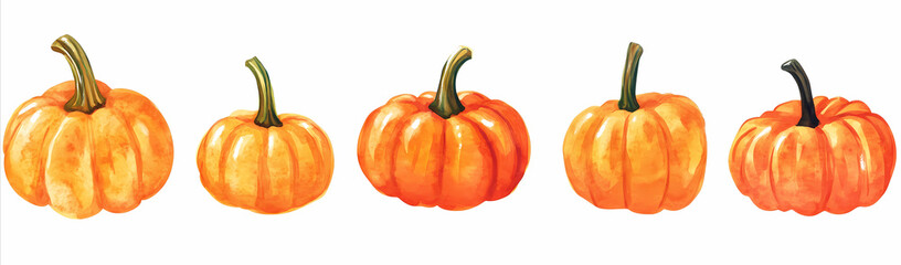 watercolor pumpkins. Watercolor Autumn Pumpkins and Gourds – Seasonal Harvest Illustration, watercolor gourds, row of pumpkins,  pumpkins background