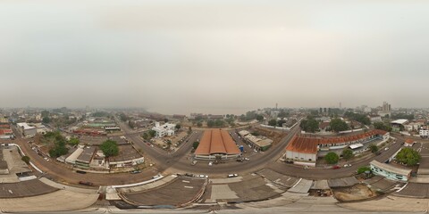 360 aerial photo taken with drone of Porto Velho Central Market in Porto Velho, Rondônia, Brazil