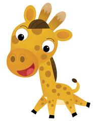 cartoon scene with giraffe on white background illustration for kids