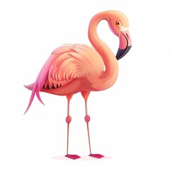 Fototapeta premium Flamingo Wood element animal cartoon isolated whitebackground 16:9
