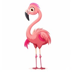 Flamingo Wood element animal cartoon isolated whitebackground 16:9