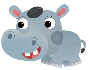 cartoon scene with hippo hippopotamus on white background safari illustration for kids