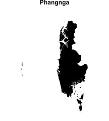 Phangnga province blank outline map