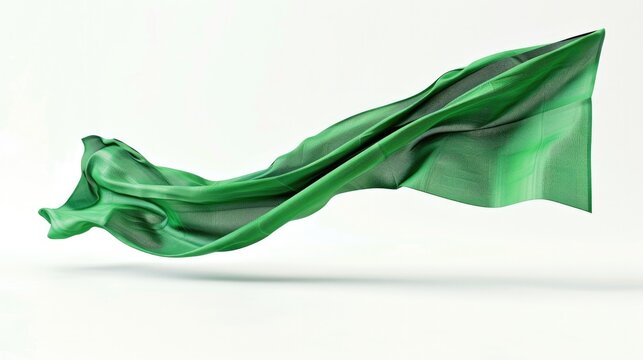 Green flag on isolated white background . Generative AI