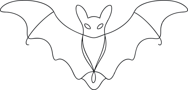 recommend clip art: continuous single line drawing of a bat silhouette , line art vector illustration