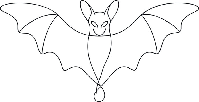 recommend clip art: continuous single line drawing of a bat silhouette , line art vector illustration