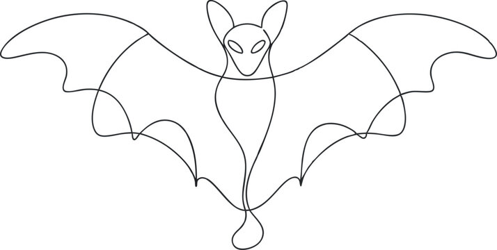 recommend clip art: continuous single line drawing of a bat silhouette , line art vector illustration