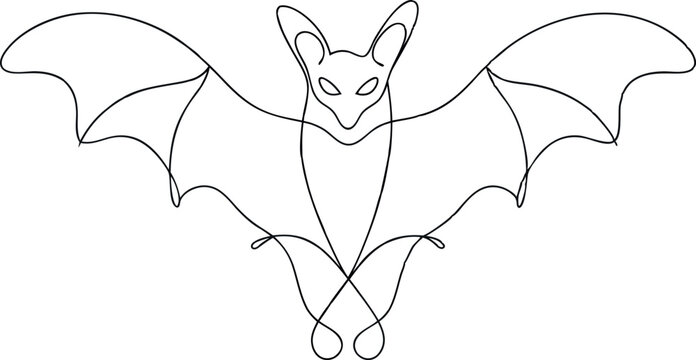 recommend clip art: continuous single line drawing of a bat silhouette , line art vector illustration