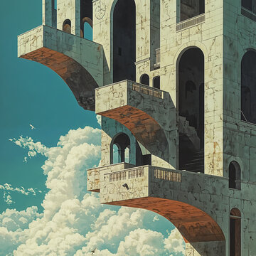 Floating Parapets: A Dream of Impossible Architecture. Generative AI