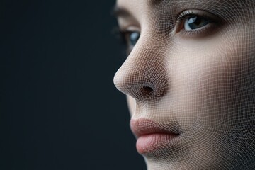 Facial scan: advanced biometric line, the detailed integration of cutting-edge technology, ensuring secure identification, and enhancing precision in modern applications of security protocols