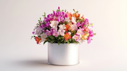 Fototapeta premium Fresh flowers in a modern pot for a stylish decoration