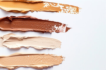 Obraz premium different shades of cream foundation on a white background, makeup swatches