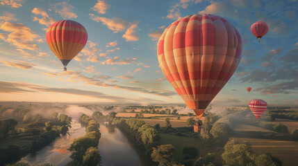 Fototapeta premium Hot air balloon race over the english countryside 