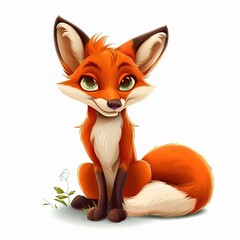 Fototapeta premium Fox Wood element animal cartoon isolated whitebackground 16:9