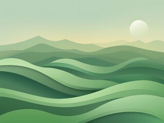 Obraz premium Abstract green landscape wallpaper background illustration