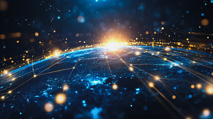 background Innovation network points Earth's surface wave background Abstract digital wave background information technology background The background is the background. gradient wave digital wave ban