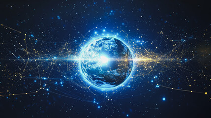 background Innovation network points Earth's surface wave background Abstract digital wave background information technology background The background is the background. gradient wave digital wave ban
