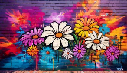 flower graffiti on brick wall 30