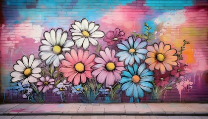 flower graffiti on brick wall 26