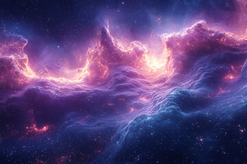 Fototapeta premium Swirling shades of deep purple and electric blue blend together in a cosmic dance. Concept of celestial wonder. Generative Ai.