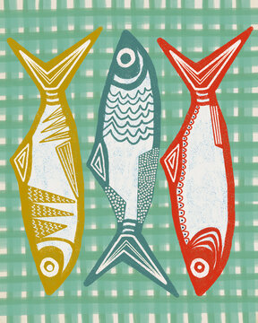 Illustration Of A Row Of Colorful Fish