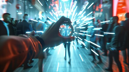 Hand holding a magnet attracting new customers or recruiting new staff members. 