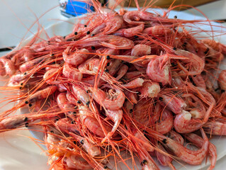 Cooked shrimps, El Pris fishing village, Tenerife island, Spain