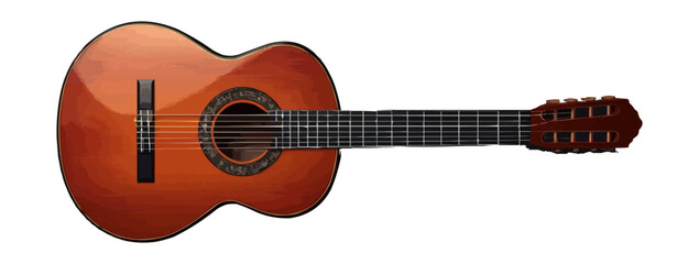 An isolated vector of a classic guitar.