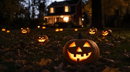 jack o lantern in the yard