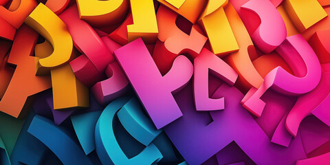 Fototapeta premium Colorful abstract typography background with 3d letters in vibrant hues