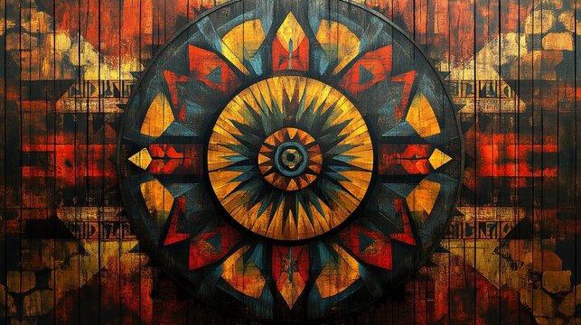 Authentic Mandana art showcasing bold geometric patterns and traditional motifs picture