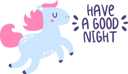 Horse With Have A Good Night Inscription