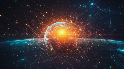 Fototapeta premium background Innovation network points Earth's surface wave background Abstract digital wave background information technology background The background is the background. gradient wave digital wave ban