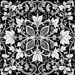 Fototapeta premium Simple yet elegant floral pattern on a dark background