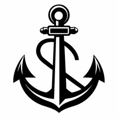 Vintage Monochrome Ship Anchor Vector Art