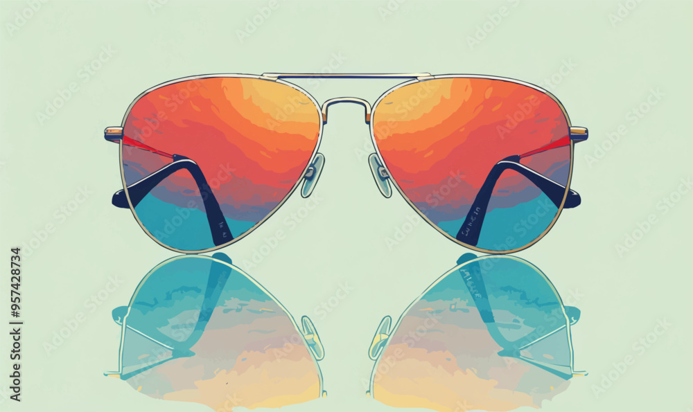 Wall mural a minimalist vector of a pair of sunglasses.