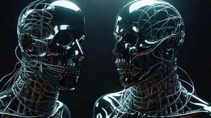 Two Humanoids Facing Each Other