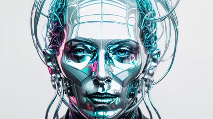 Womans Face With Wires in Hair