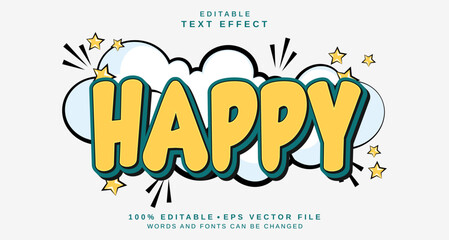 Editable text style effect - Happy text style theme.