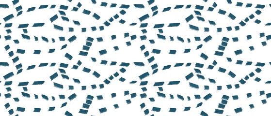Seamless abstract geometric pattern. Simple background in blue and white colors. Lines, stains. Digital textured background. Design for textile fabrics, wrapping paper, background, wallpaper, cover.