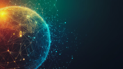 Obraz premium background Innovation network points Earth's surface wave background Abstract digital wave background information technology background The background is the background. gradient wave digital wave ban