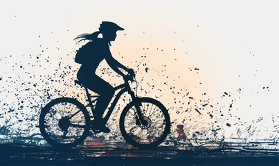 A silhouette vector of a person cycling.