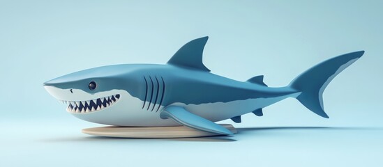 Obraz premium Cyber shark with a surfboard featuring ample copy space 3D illustration