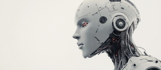 3D illustration of a humanoid robot on a white backdrop