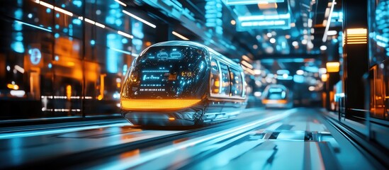 Fototapeta premium Transportation and technology concept showcasing Intelligent Transport Systems and the concept of mobility as a service
