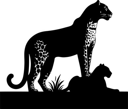 recommend clip art: Leopard silhouette, vector black color silhouette 